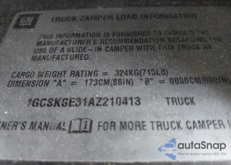 2010 Chevrolet Silverado 1500 Lt z USA, uszkodzony, nr VIN 1GCSKSE31AZ210413